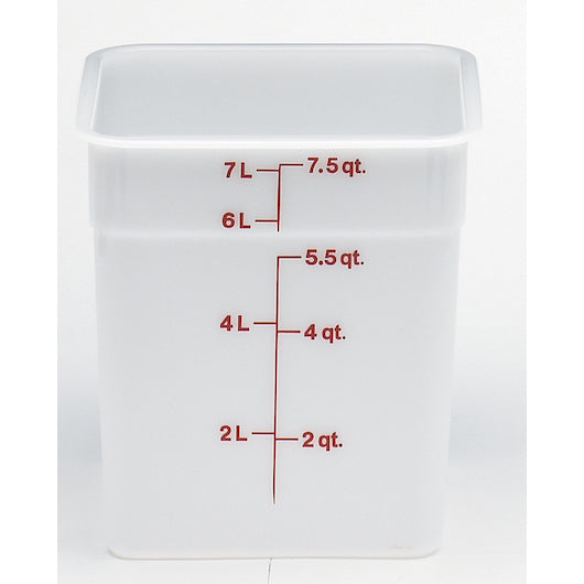 Cambro Camsquare 8 Quart Winter Rose Graduation Mark White Poly Container, 1 x 1 each Case - Food Storage Containers