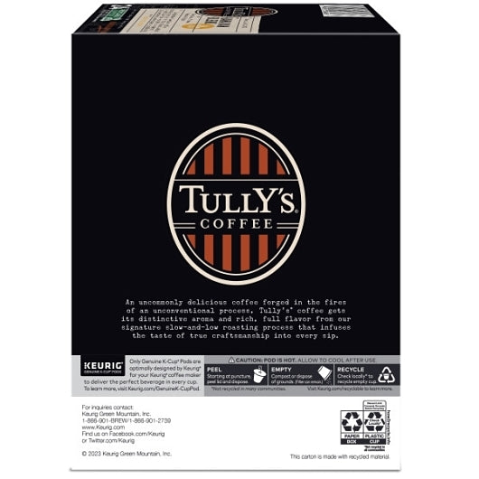 Tully's Coffee K-cup Pod Hawaiian Blend, 4 x 24 ct Case - Coffee & Tea