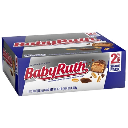 Baby Ruth Chocolate Bar, 8 x 18 x 3.3 oz Case - Alternate product angle or state