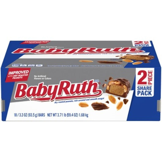Baby Ruth Chocolate Bar, 8 x 18 x 3.3 oz Case - Candy & Confections