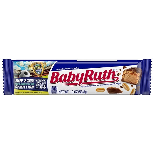 Baby Ruth Chocolate Bar, 12 x 24 x 1.9 oz Case - Candy & Confections