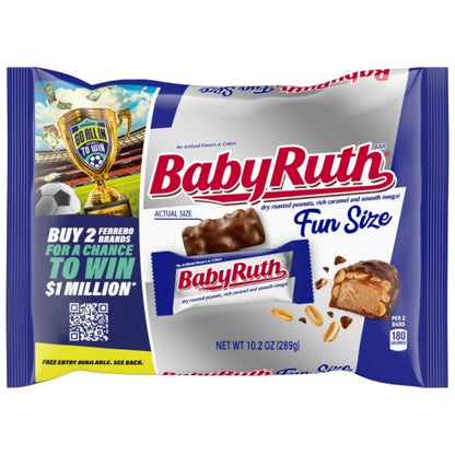 Baby Ruth Fun Size Lay Down Bag, 12 x 10.2 oz Case - Candy & Confections