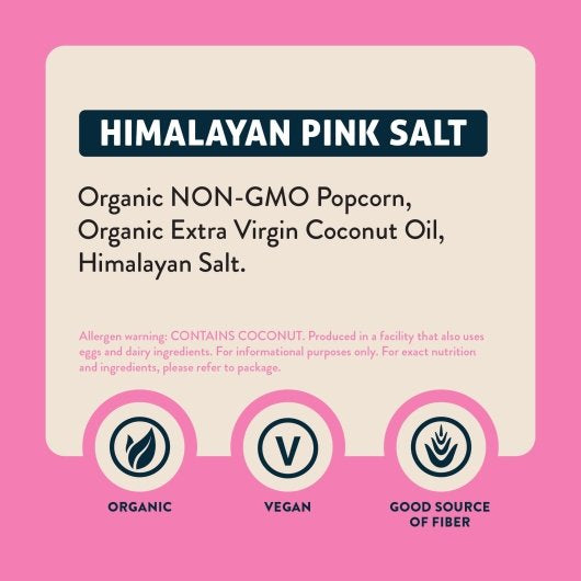 LesserEvil Organic Popcorn Himalayan Pink Salt, 12 x 0.88 oz Case - Popcorn, Pretzels & Snack Mix