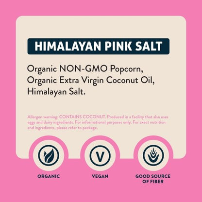 LesserEvil Organic Popcorn Himalayan Pink Salt, 12 x 0.88 oz Case - Popcorn, Pretzels & Snack Mix