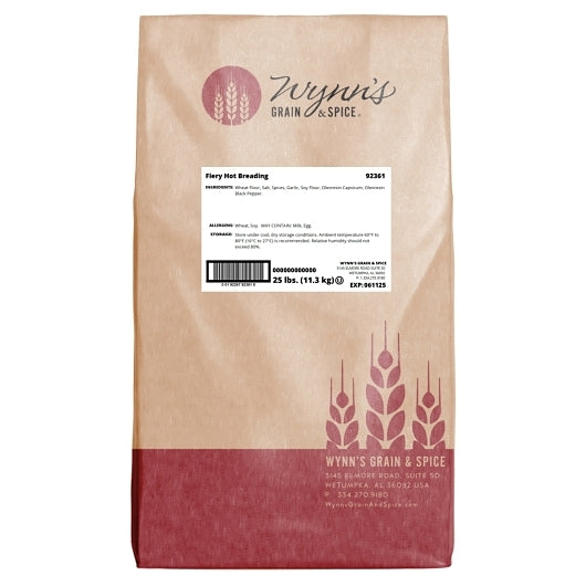 Wynn's Grain & Spice Fiery Hot Breading, 1 x 25 lb Case - Pantry Ingredients