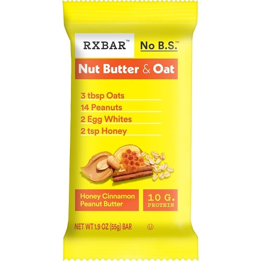 Rxbar Honey Cinnamon Peanut Butter, 6 x 12 x 1.9 oz Case - Pantry Ingredients