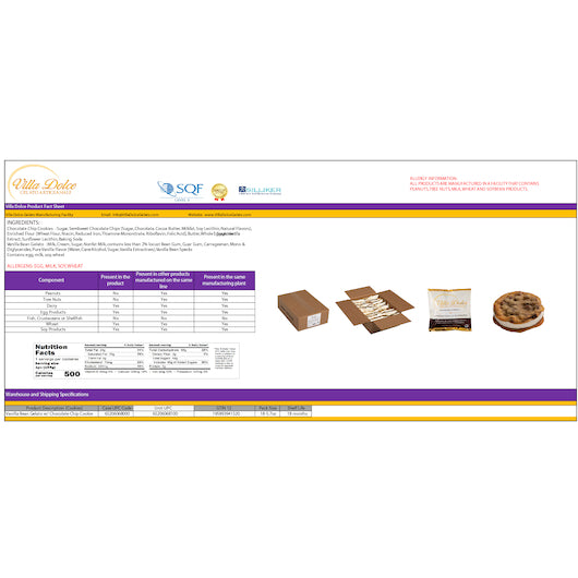 Villa Dolce VANILLA BEAN CHOCOLATE CHIP COOKIE SANDWICH, 18 x 4 oz Case - DOT product image 7