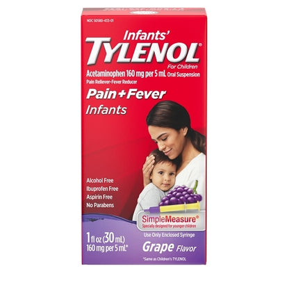 Infants Tylenol Pain Infant Drop Grape, 6 x 6 x 1 fl oz Case - Health & Personal Care