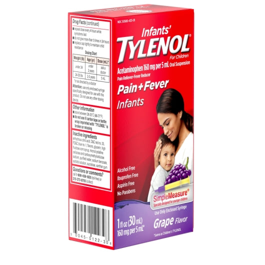 Infants Tylenol Pain Infant Drop Grape, 6 x 6 x 1 fl oz Case - DOT product image 6