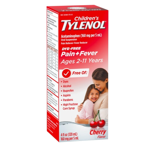 Tylenol Children'S Dye Free Oral Suspension Cherry, 12 x 3 x 4 fl oz Case - DOT product image 6
