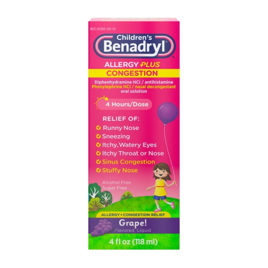 Benadryl Allergy Plus Congestion, 12 x 3 x 4 fl oz Case - Health & Personal Care