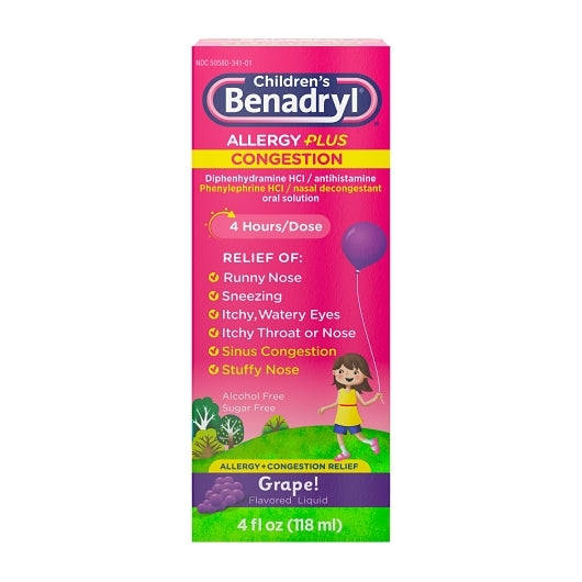 Benadryl Allergy Plus Congestion, 12 x 3 x 4 fl oz Case - DOT product image 2