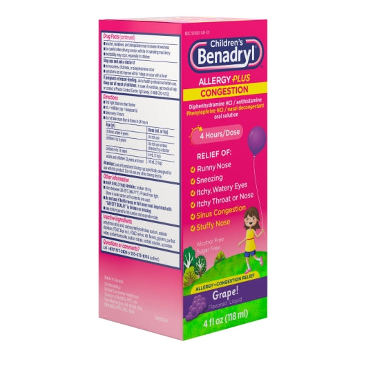 Benadryl Allergy Plus Congestion, 12 x 3 x 4 fl oz Case - DOT product image 3