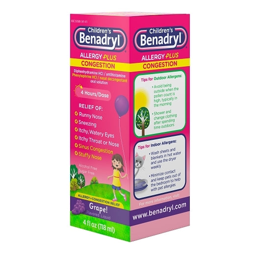 Benadryl Allergy Plus Congestion, 12 x 3 x 4 fl oz Case - DOT product image 7