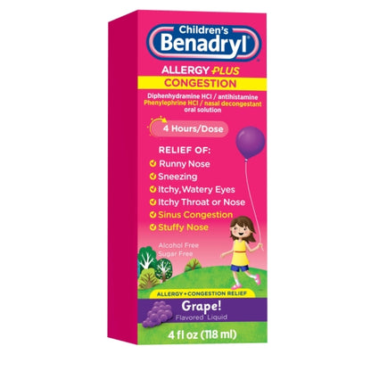 Benadryl Allergy Plus Congestion, 12 x 3 x 4 fl oz Case - DOT product image 5