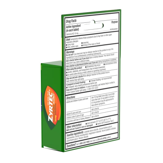 Zyrtec Allergy Tablets, 12 x 6 x 3 ct Case - Alternate product angle or state