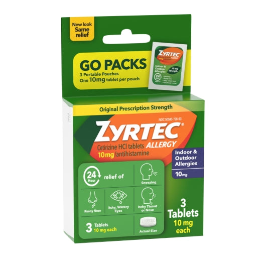 Zyrtec Allergy Tablets, 12 x 6 x 3 ct Case - Alternate product angle or state
