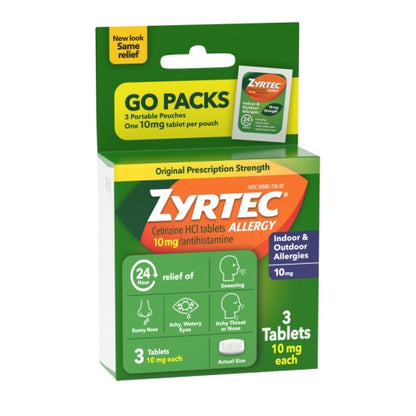 Zyrtec Allergy Tablets, 12 x 6 x 3 ct Case - Alternate product angle or state