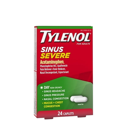 Tylenol Sinus Severe Non-Drowsy Daytime Cold & Flu Relief Medicine Caplets, 8 x 6 x 24 ct Case - DOT product image 3
