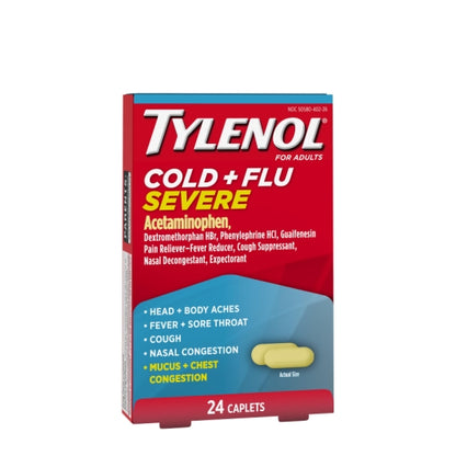 Tylenol Cold & Flu Severe, 8 x 6 x 24 ct Case - Alternate product angle or state