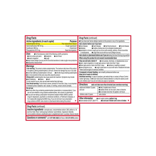 Tylenol Cold & Flu Severe, 8 x 6 x 24 ct Case - Alternate product angle or state
