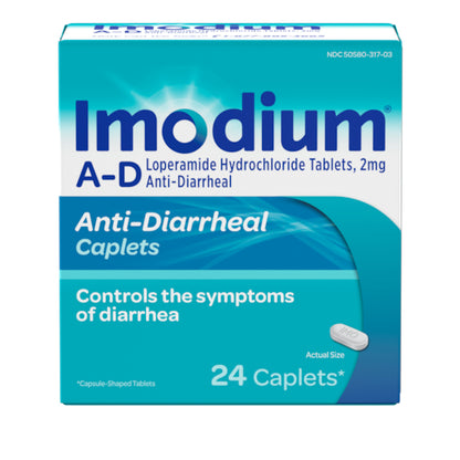 Imodium A-D Caplets, 4 x 6 x 24 ct Case - DOT product image 3