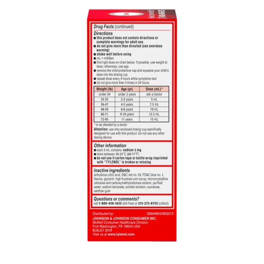 Tylenol Suspension Grape, 12 x 3 x 4 fl oz Case - DOT product image 7