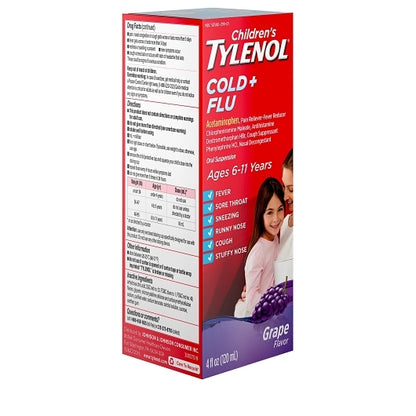 Tylenol Cold & Flu Suspension Grape, 12 x 3 x 4 fl oz Case - DOT product image 3