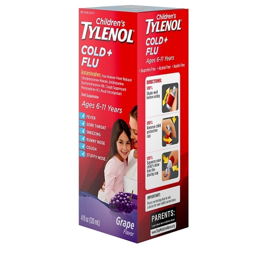 Tylenol Cold & Flu Suspension Grape, 12 x 3 x 4 fl oz Case - DOT product image 7