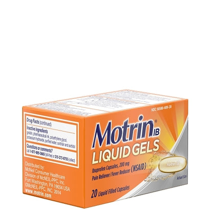 Motrin Liquid Gels, 4 x 6 x 20 ct Case - DOT product image 3
