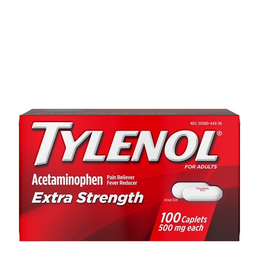 Tylenol Johnson & Johnson Extra Stregth Acetaminophen Caplets 100 count (PACK OF 48) - DOT product image 1