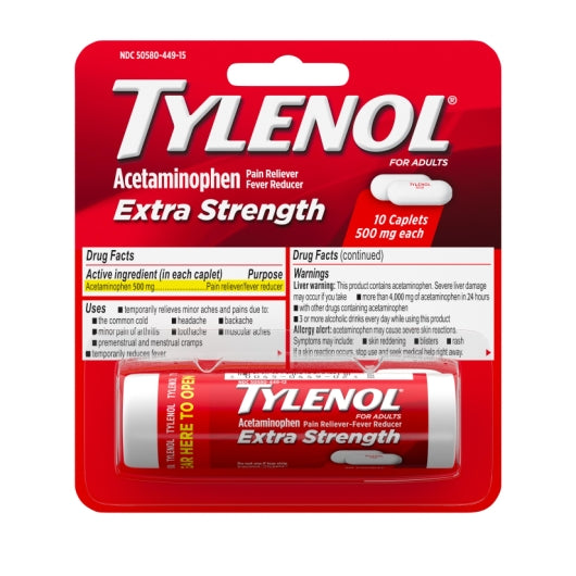 Tylenol Pain Reliever Fever Reducer Caplets 10Count (CASE OF 12 - DOT product image 2