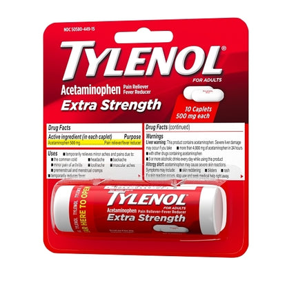 Tylenol Pain Reliever Vial Blister, 12 x 12 x 10 ct Case - Alternate product angle or state