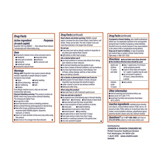 Motrin Caplets, 8 x 6 x 100 ct Case - DOT product image 5