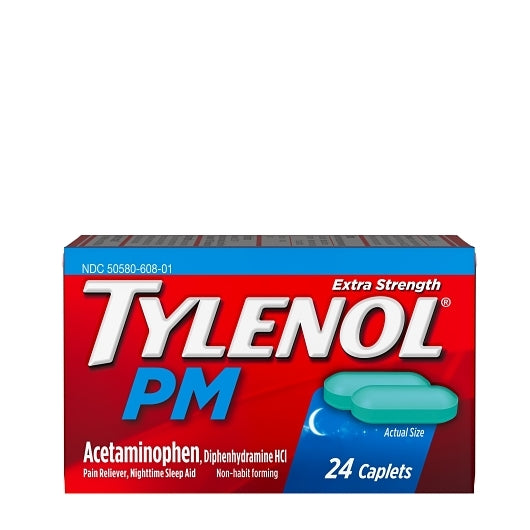 Tylenol Pm Extra Strength Caplets, 12 x 6 x 24 ct Case - Health & Personal Care