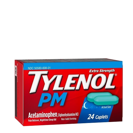 Tylenol Pm Extra Strength Caplets, 12 x 6 x 24 ct Case - Alternate product angle or state