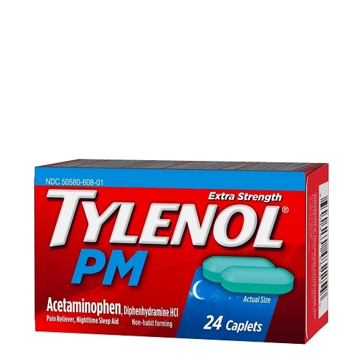 Tylenol Pm Extra Strength Caplets, 12 x 6 x 24 ct Case - Alternate product angle or state