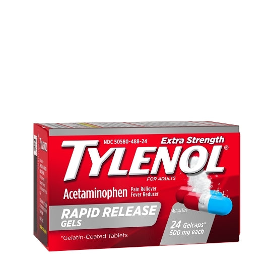 Tylenol Rapid Release Gelcaps, 12 x 6 x 24 ct Case - Alternate product angle or state