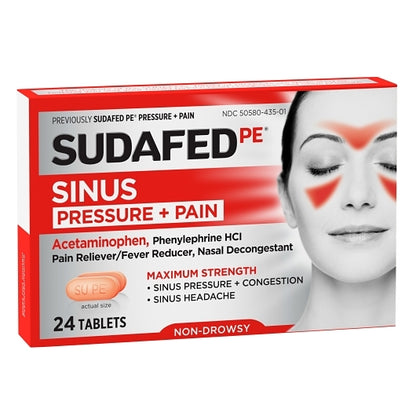Sudafed Non-Drowsy Pe Sinus Pressure & Pain Caplets, 12 x 6 x 24 ct Case - DOT product image 2