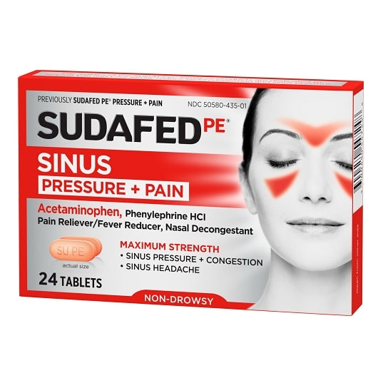 Sudafed Non-Drowsy Pe Sinus Pressure & Pain Caplets, 12 x 6 x 24 ct Case - DOT product image 3