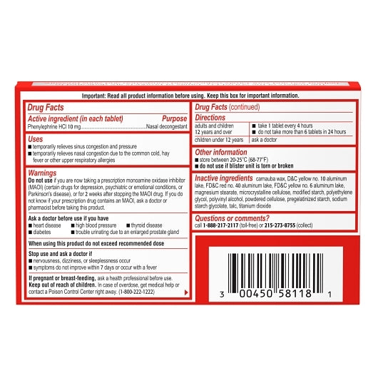 Sudafed Non-Drowsy PE Sinus Congestion Tablets, 12 x 6 x 18 ct Case - DOT product image 5