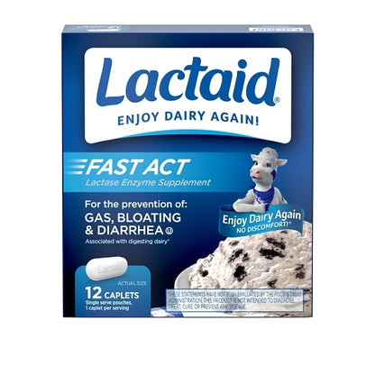 Lactaid Fast Action Caplets, 12 x 3 x 12 ct Case - Health & Personal Care