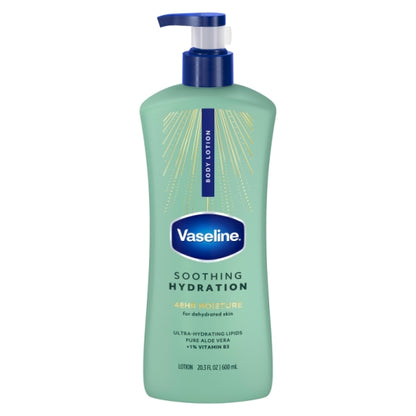 Vaseline SKIN CARE ALOE SOOTHE, 4 x 20.3 fl oz Case - Front/center packaged product image