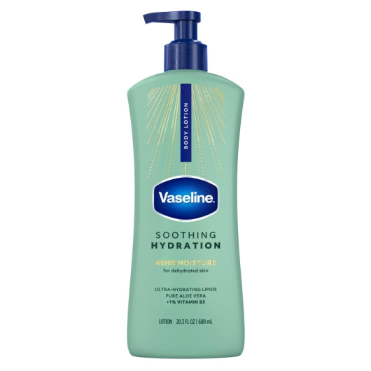 Vaseline SKIN CARE ALOE SOOTHE, 4 x 20.3 fl oz Case - Front/center packaged product image