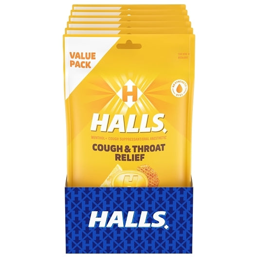 Halls Honey Lemon Cough Drops, 2 x 6 x 80 ct Case - GS1 open-case image