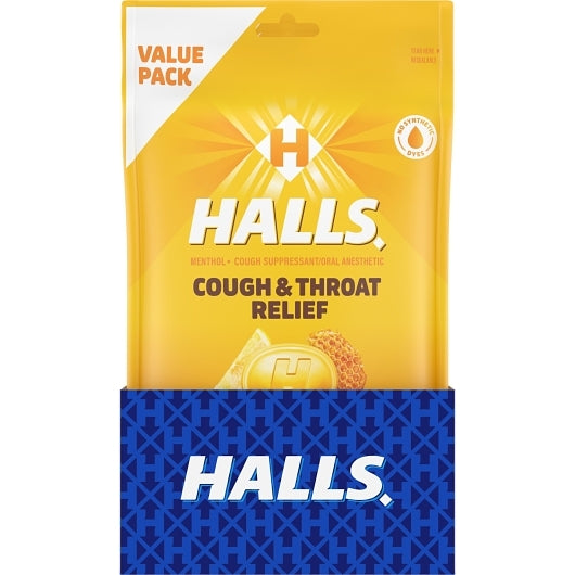 Halls Honey Lemon Cough Drops, 2 x 6 x 80 ct Case - GS1 open-case image