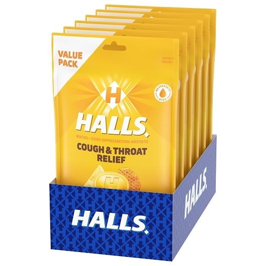 Halls Honey Lemon Cough Drops, 2 x 6 x 80 ct Case - GS1 open-case image