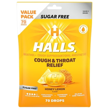 Halls Sugar Free Honey Lemon Cough Drops, 12 x 70 ct Case - DOT product image 2