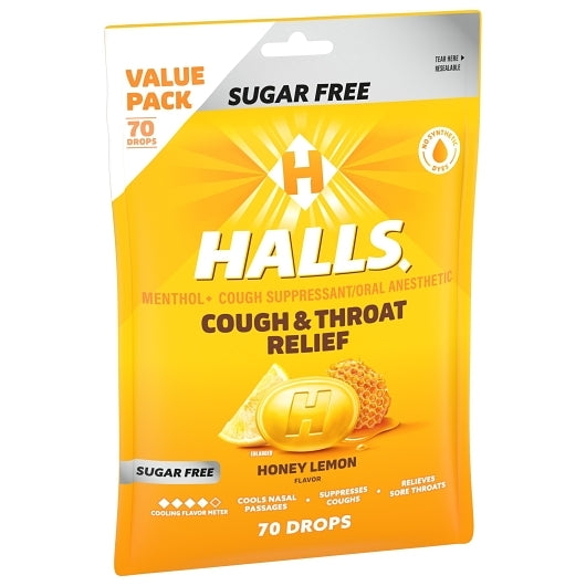Halls Sugar Free Honey Lemon Cough Drops, 12 x 70 ct Case - DOT product image 6