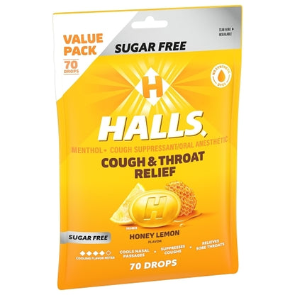 Halls Sugar Free Honey Lemon Cough Drops, 12 x 70 ct Case - DOT product image 6